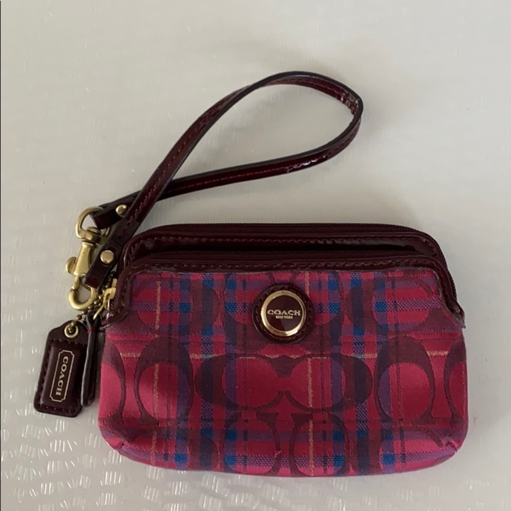 Coach double zipper wristlet